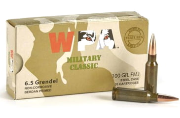 Image of Wolf Ammo Military Classic Rifle Ammo 6.5 Grendel 100gr FMJ 2690 fps 20/ct, MC6.5GrenFMJ