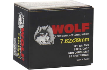 Image of Wolf Ammo WPA Polyformance Rifle Ammo 7.62x39mm 123 gr FMJ 2936 fps 1000/ct, 762BFMJ CASE