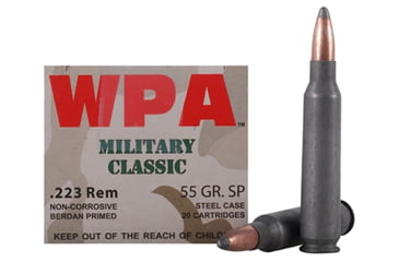 Image of Wolf Ammo Military Classic .223 Remington 55 Grain Soft Point Steel Cased Centerfire Rifle Ammo, 500 Rounds, MC22355SP