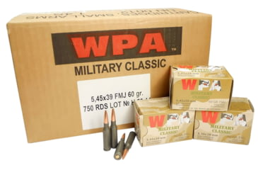 Image of Wolf MC545BFMJ Military Classic 5.45x39mm 60 Gr Full Metal Jacket FMJ 30 Bx/