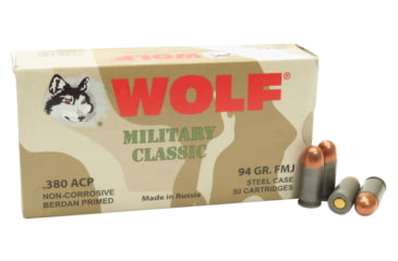 Image of Wolf MC917FMJ Military Classic 380 ACP 94 Gr Full Metal Jacket FMJ 50 Bx/ 20