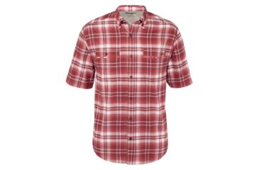 Image of Wolverine Springport Short Sleeve Shirt - Men's, Dark Red Plaid, Medium W1204520-617-M