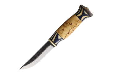 Image of Wood Jewel Lion Fixed Blade Knife, 8in Overall, 3.75in Carbon Steel Blade, Curly Birch Handle, Leather Sheath, 23LION9