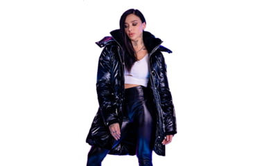 Image of Woodpecker Penguin Unquilted Long Coat - Women's, All Wet Black, Large, WPW010-AWB-L