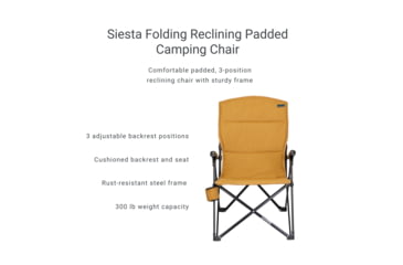 Image of Woods Siesta Folding Reclining Padded Camping Chair, Dijon, CTI0765868