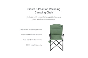 Image of Woods Siesta Folding Reclining Padded Camping Chair, Spray, CTI0765868S