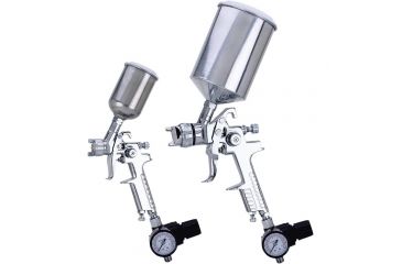 Image of Shop Fox HVLP 2 Spray Gun Set with Gauges &amp; Metal Cups, W1797