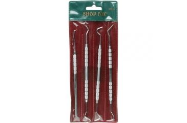 Image of Steelex Stainless Steel Dental Pick Set, 8 Different Pick Styles, Knurled Handles, 4 pc., 6 in. Long D3228