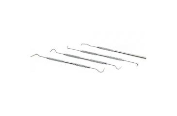 Image of Steelex Stainless Steel Dental Pick Set, 8 Different Pick Styles, Knurled Handles, 4 pc., 6 in. Long D3228