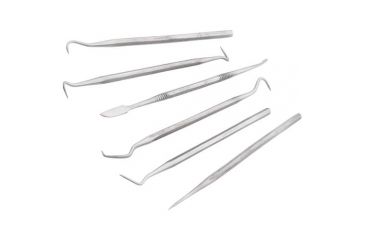 Image of Steelex Stainless Steel Dental Pick Set, 9 Different Pick Styles, Slim Hexagonal Bodies, 6 pc., 5.75 in. Average Tool Length D3390
