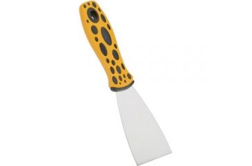 Image of Steelex Stainless Steel Scraper w/ Ergonomic Handle, Yellow/Black, Textured Grips, 2 in. x 3.75 in. Blade D3711