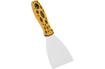 Image of Steelex Stainless Steel Scraper w/ Ergonomic Handle, Yellow/Black, Textured Grips, 3 in. x 4 in. Blade D3712