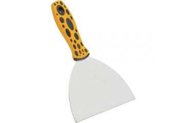 Image of Steelex Stainless Steel Scraper w/ Ergonomic Handle, Yellow/Black, Textured Grips, 5 in. x 4.25 in. Blade D3714