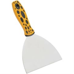 Image of Steelex Stainless Steel Scraper w/ Ergonomic Handle, Yellow/Black, Textured Grips, 6 in. x 4.25 in. Blade D3715