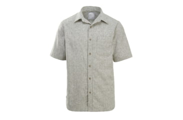 Image of Woolrich Men's Hemp Short-Sleeve Shirt, Olive Bark Stripe, L 6002-OBS-OLIVEBARKSTRIPE-L-DEMO