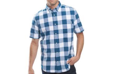 Image of Woolrich Seaport Oxford Yarn-Dye Short Sleeve - Mens-Cadet Blue-Large