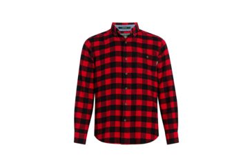 Image of Woolrich Trout Run Flannel Plaid Flannel Shirt, Standard Fit - Mens, Old Red Buffalo, Medium, 6280-OLDREDBUFFALO-M