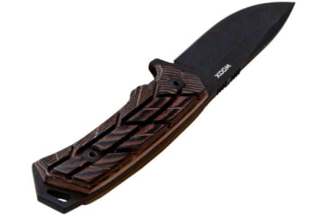 Image of WOOX Rock 62 X-GRIP Fixed Blade Knife, 4.25in, Mil-Spec Black, Drop Point, Brown, BU.KNF001.18