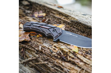 Image of WOOX Rock 62 X-GRIP Fixed Blade Knife, 4.25in, Mil-Spec Black, Drop Point, Brown, BU.KNF001.18