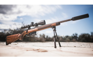 Image of WOOX Elegante Sporter Precision Remington Model 700 Short Action Wood Rifle Stock w/Integrated Mini-Chassis, Right Hand, Short Action, High Grade Walnut/Brown, SH.GNS085.01