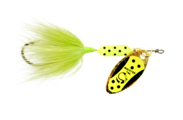 Image of Wordens Rooster Tail 1/8 oz Chartreuse Dalmation Tux Original Rooster Tail Spinner, #10 Treble Hook, 208-CHDA-TUX