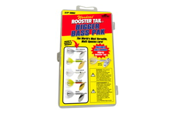 Image of Wordens Rooster Tail Bigger Bass Kit,GRM, CHR, FWH, FRT WH w/Free VRT WHMY, #4 Treble, RTBX.214.S782