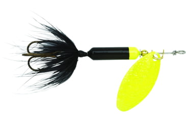 Image of Wordens Rooster Tail In-Line Spinner, 2 1/4in, 1/8 oz Treble Hook, Black Chartreuse, 208-BLC