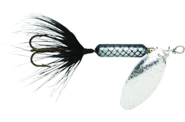 Image of Wordens Rooster Tail In-Line Spinner, 2 1/4in, 1/8 oz, Treble Hook, Black Silver Blade, 0148-0100