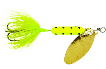 Image of Wordens Rooster Tail In-Line Spinner, 2 1/4in, 1/8 oz Treble Hook, Chartreuse Dalmation, 208-CHDA
