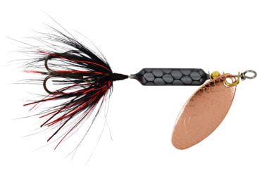 Image of Wordens Rooster Tail In-Line Spinner, 2 1/4in, 1/8 oz Treble Hook, Copper Tinsel Black, 208-CTBL