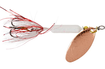 Image of Wordens Rooster Tail In-Line Spinner, 2 1/4in, 1/8 oz Treble Hook, Copper Tinsel Glitter White, 208-CTGWH