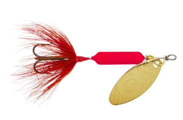 Image of Wordens Rooster Tail In-Line Spinner, 2 1/4in, 1/8 oz Treble Hook, Fluorescent Red, 208-FLR