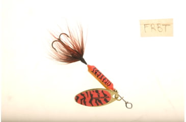 Image of Wordens Rooster Tail In-Line Spinner, 2 1/4in, 1/8 oz Treble Hook, Fluorescent Red Black Tiger, 208-FRBT