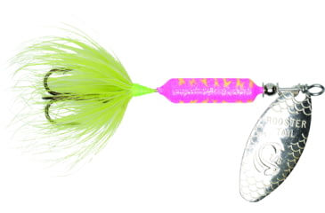 Image of Wordens Rooster Tail In-Line Spinner, 2 1/4in, 1/8 oz Treble Hook, Glitter Pink Chartreuse Tiger, 208-GPCT