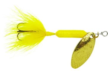Image of Wordens Rooster Tail In-Line Spinner, 2 1/4in, 1/8 oz Treble Hook, Glitter Yellow, 208-GYL