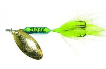 Image of Wordens Rooster Tail In-Line Spinner, 2 1/4in, 1/8 oz Treble Hook, June Bug, 208-JBUG