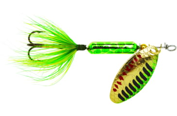 Image of Wordens Rooster Tail In-Line Spinner, 2 1/4in, 1/8 oz Treble Hook, Metallic Gold Green Pirate, 208-MGGP