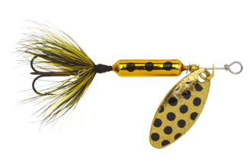 Image of Wordens Rooster Tail In-Line Spinner, 2 1/4in, 1/8 oz Treble Hook, Metallic Gold Spot, 208-MGLDS