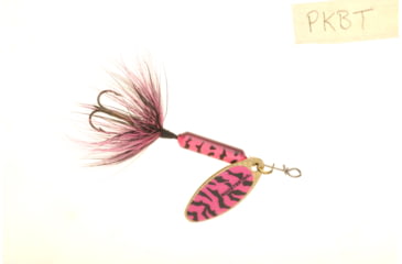 Image of Wordens Rooster Tail In-Line Spinner, 2 1/4in, 1/8 oz Treble Hook, Pink Black Tiger, 208-PKBT