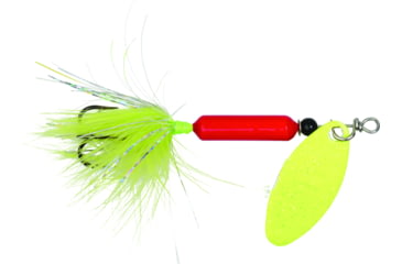 Image of Wordens Rooster Tail In-Line Spinner, 2 1/4in, 1/8 oz Treble Hook, Red Chartreuse, 208-RCHR