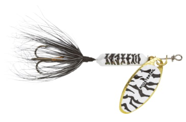 Image of Wordens Rooster Tail In-Line Spinner, 2 1/4in, 1/8 oz Treble Hook, White Black Tiger, 208-WHBT