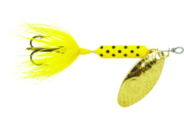 Image of Wordens Rooster Tail In-Line Spinner, 2 1/4in, 1/8 oz Treble Hook, Yellow Dalmation, 208-YLDA