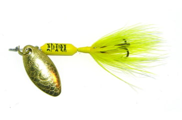 Image of Wordens Rooster Tail In-Line Spinner, 2 1/4in, 1/8 oz Treble Hook, Yellow Jacket, 208-YLJT