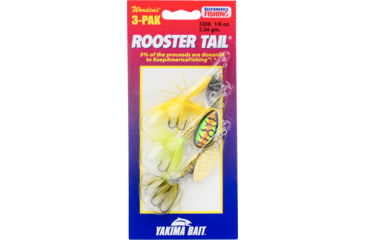 Image of Wordens Rooster Tail In-Line Spinner 3 Pack, Sz 1/8OZ HSWHCD, HSYLCD, HSCLCD, 3208-S117