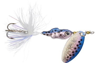 Image of Wordens Rooster Tail Minnow In-Line Spinner, Single Hook Sz 1/8oz, Rainbow Trout, 12/Pkg, 2208-RBOTRT