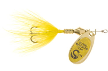 Image of Wordens Sonic Rooster Tail In-Line Spinner, 2 3/8in, 1/8 oz Yellow Mylar, 182-YLMY