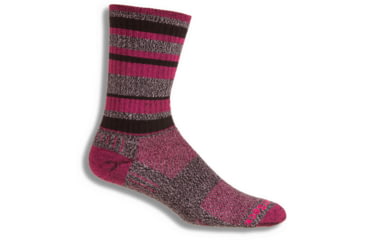 Image of Wrightsock Adventure Crew Hiking Socks, Black/Fuschia Stripe, Medium, 6562.2801