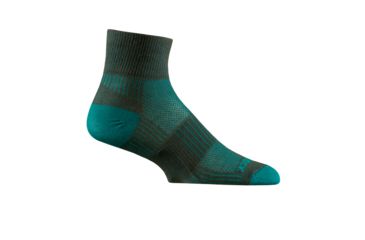 Image of Wrightsock Double Layer CoolMesh II Quarter Sock, Ash/Turquoise, Large, 8053.3201