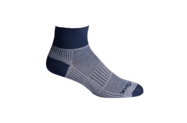 Image of Wrightsock Double Layer CoolMesh II Quarter Sock, Lt Grey/Navy, Medium, 8052.6201