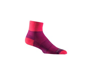 Image of Wrightsock Double Layer CoolMesh II Quarter Sock, Plum/Pink, Small, 8051.2401